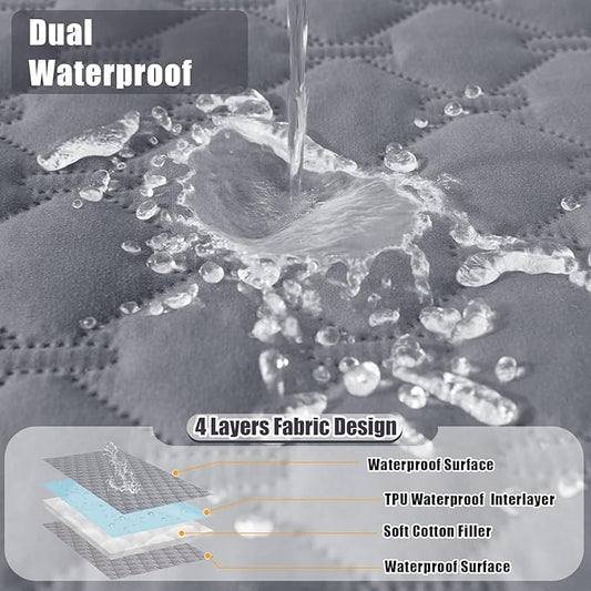 Smiry Waterproof Dog Blanket, Soft Dog Bed Cover Pet Blanket, Reversible Couch Cover for Dogs Washable, Pet Couch Covers for Sofa Furniture Protector for Puppy Cat (40x50 Inch, Grey/Light Grey)