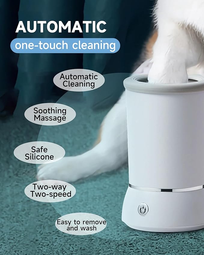 Automatic Dog Paw Cleaner for Dogs,Electric Dog Foot Paw Washer Cup and Massager,2 Speeds for Thorough Cleaning and USB Rechargeable,Pet Paw Feet Cleaner for Small Medium Dogs Cats (Pink)