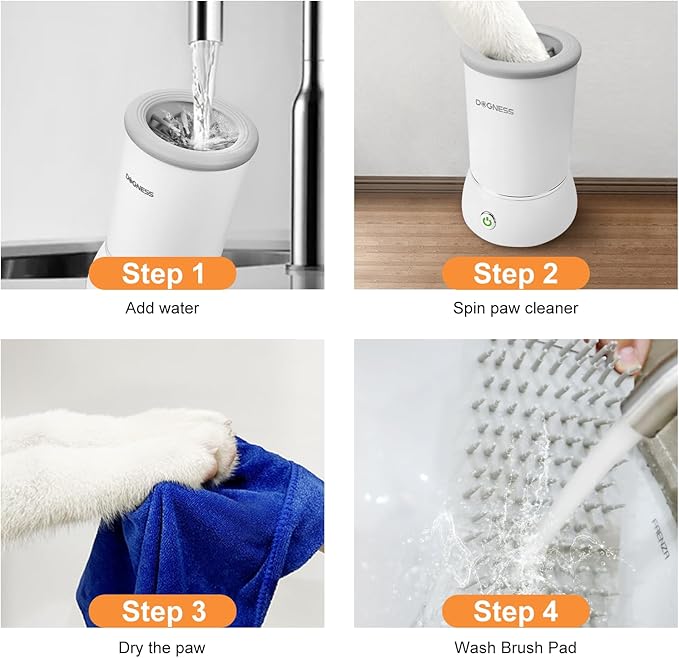 DOGNESS Automatic Dog Paw Cleaner, Rechargeable Paw Washer for Dogs Portable Electric Paw Cleaner Cup for Small to Medium Dogs (White)
