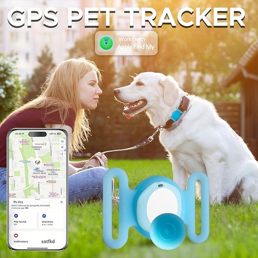 GPS Tracker for Dogs, Mini GPS Cat Tracker, Dog Tracking tag with Holder, No Monthly Fee,Work with Apple Find My(iOS Only),Dog Tracking Device,Anti-Lost,Finder Tag for Vehicles/Pets/Kids/Items (Blue)