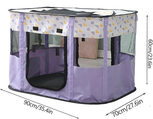 Foldable Pet Playpen, Puppy Play Pen for Indoors Foldable Indoor Enclosure with Carry Bag (XL, Purple)