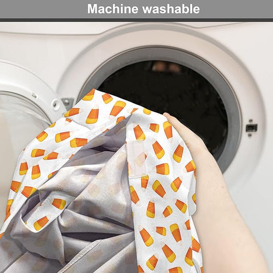 Lunarable Candy Corn Dog Crate Cover, Continuing Halloween Themed Dessert on a Plain Background, Easy to Use Pet Kennel Cover for Cats & Medium Dogs, 30 Inch, Orange Earth Yellow