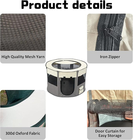 Portable Pet Playpen, Foldable Collapsible Cats Exercise Enclosure Pen Tents Cat Delivery Isolation Room Dog Crates Kennel House Great for Indoor Outdoor Travel Use Puppy Kitten Rabbit(Medium)