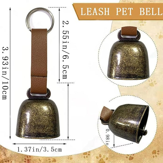 4 PCS Loud Bear Bells with Leather Button Strap Dog Collar Bell Pet Bells Tracker Noise Maker Anti-theft Bell Strap and Pet Anti- Lost Silver Pendant ID Tags for Pet Pendant Accessories Decorative