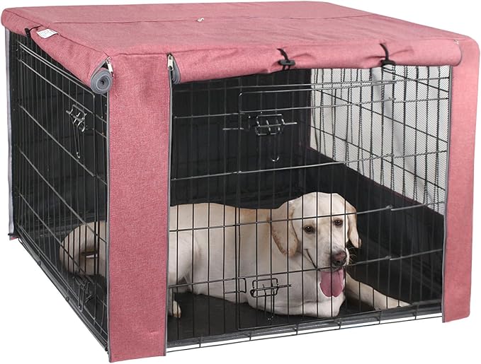 HiCaptain Pink Dog Crate Cover for 48 Inches Wire Crates, Heavy-Duty Polyester Indoor Dog Kennel Cover Universal Fit for 1 2 Doors Standard Metal Cage (Upgrade Two-Tone Pink)