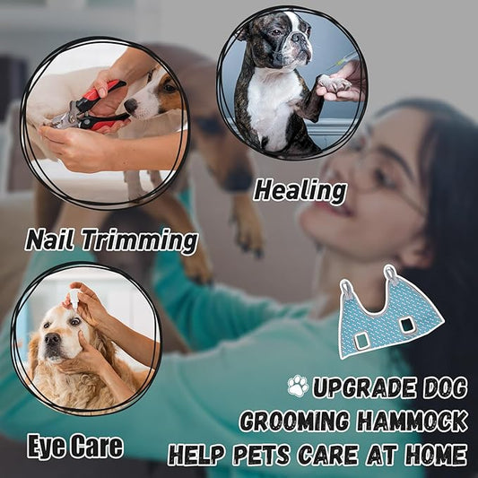 Supet Dog Grooming Hammock Harness for Cats Dogs, Relaxation Pet Grooming Hammock Restraint Dog & Small Animal Leashes Sling for Grooming Helper for Nail Trimming Clipping