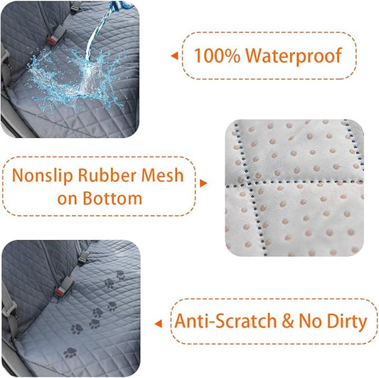 Honest Bench Dog Car Seat Covers with Side Flap,Dog seat Cover for Cars, Trucks, and Suv's - Waterproof & Nonslip Pet Seat Cover for Backseat(Gray 61" W x 51" L)