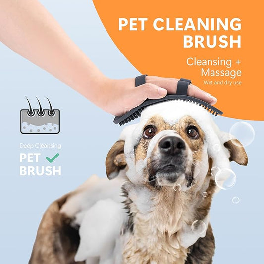 Li&Zhao Dog Bath Brush - 2 PCS Dog Grooming Brush Dog Scrubber for Bath Dog Shampoo Brush Massage Rubber Comb Pet Bath Comb for Pet Shower, Deshedding,Massaging,Shampooing(White & Black)