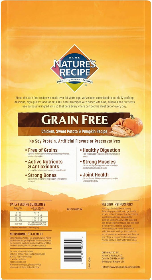 Nature's Recipe Grain Free Dog Food, Chicken, Sweet Potato & Pumpkin Recipe, 4 Pounds, Easy to Digest