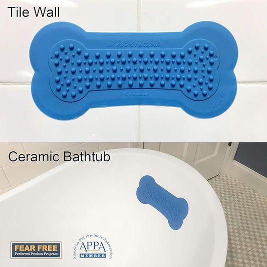 Lick Lick Pad Dog Accessories | Pet Shower Attachment | Dog Peanut Butter Lick Pad | Dog Bathing Station | Dog Bathing Supplies | Veterinarian Used | Suction to Wall | Large (Large - 2 Pack, Blue)