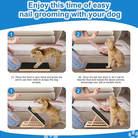 Dog Nail Scratch Pad with Sandpaper Filing Replacement Sandpapers Included and Non-Slip Pad, Trimming Tool Alternative to Dog Nail Clippers and Grinders