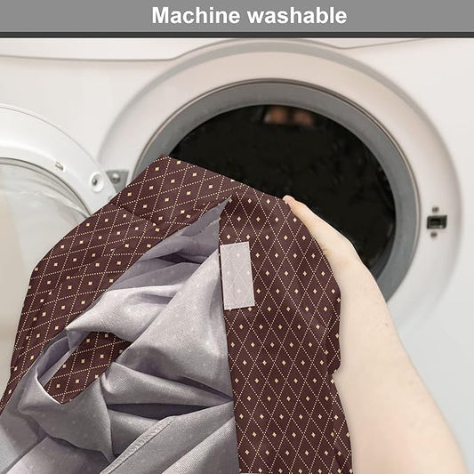 Lunarable Abstract Dog Crate Cover, Geometric Concept of Dotted Rhombus Pattern in a Traditional Style, Easy to Use Pet Kennel Cover for Medium Large Dogs, 42 Inch, Dark Maroon Pale Camel