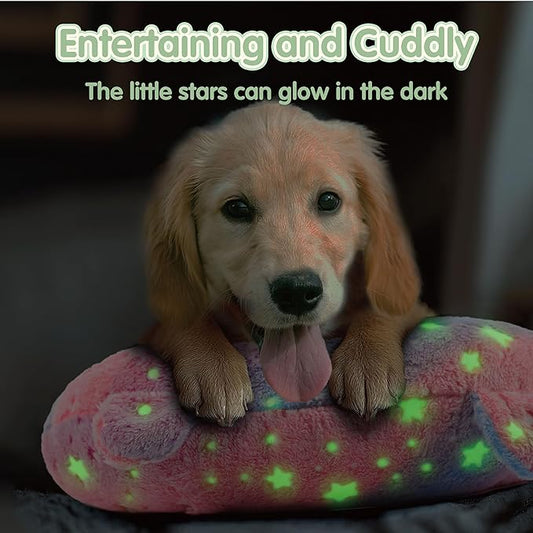 Dog Pillows for Medium Dogs, Glow in The Dark Soft Dog Neck Pillow, U-Shaped Pillow for Cat and Dog, Machine Washable Dog Toy & Dog Birthday Gift (Glow Pink, M)