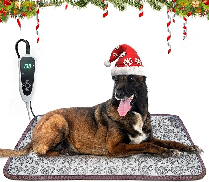 Large Dog Heating Pad 34x21in Waterproof Pet Heating Pad for Smart Thermostat Switch, Whelping Supplies Heated Dog Bed,Adding Wire Rope Wires Puppy Heating Pad Mat-Whelping Box for Dogs-Rose