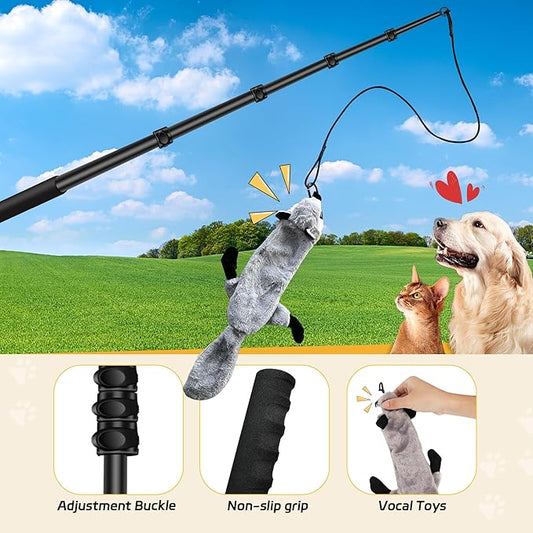 Flirt Pole for Dogs, Interactive Toys Tug-of-war for Dog, Five-Section Retractable Adjustable Length,for Outdoor Exercise & Training for Small Medium Large Dog