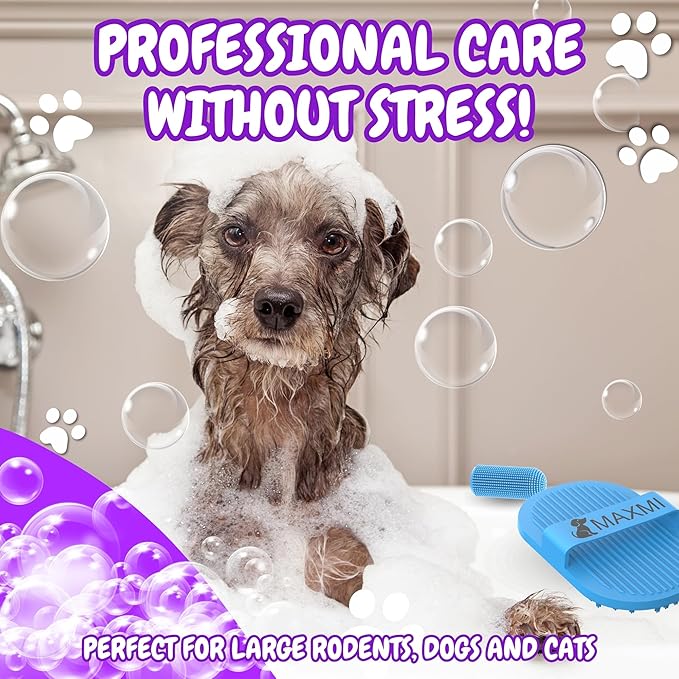 Dog Bath Brush | Dog Scrubber for Bath | Dog Washing Brush | Dog shampoo brush with adjustable handle, Suitable for Pets Deshedding, Washing, Massaging & Grooming | Pack of two.