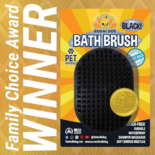 Bodhi Dog Shampoo Brush - Pet Grooming & Bath Supplies for Cats and Dog - Bath Brush for Long & Short Hair - Premium Scrubber for Shower, Bathing & Massage (One Pack, Black)