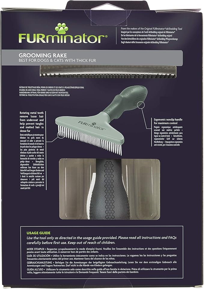FURminator Grooming Rake for Cats and Dogs