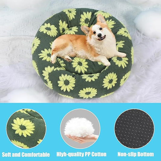 HYQ Small Dog Bed, Cat Beds for Indoor Cats, Dog Beds for Small Dogs with Anti-Slip Bottom, Cute Puppy Bed Washable-Yellow-24inch
