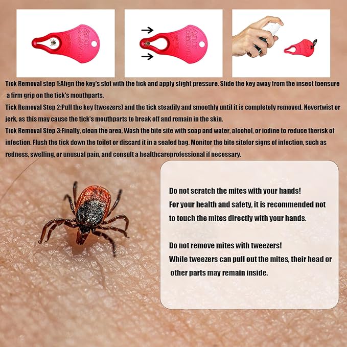 Tick Remover Tool 3 Pack – Portable Tick Key for Pets, Dogs, Animals, and Humans – Quick & Safe Tick Removal Tool – Essential Outdoor Camping Gear for Easy and Reliable Use