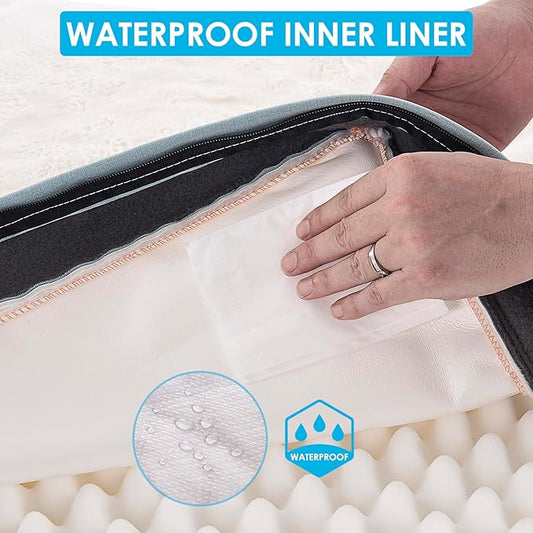 Orthopedic Dog Bed for Extra Large Dogs, Waterproof Deluxe Plush Dog Crate Bed with Removable Washable Cover & Anti-Slip Bottom, Egg Crate Foam Pet Bed Mat, 41 x 27 Inches, Blue