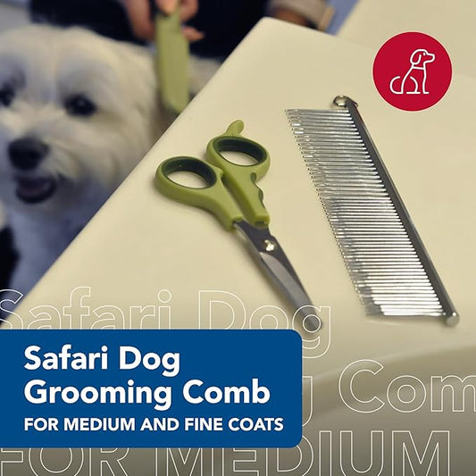 Coastal Pet Safari Dog Grooming Comb for Medium and Coarse Coats - Extra-Long Rotating Teeth - Undercoat Rake for Coarse Coats - 7 1/4"