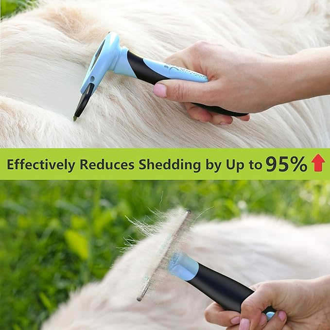 MIU COLOR Pet Grooming Brush, Deshedding Tool for Dogs & Cats(Blue) & MIU COLOR Pet Grooming Brush, 2 Sided Undercoat Rake for Dogs & Cats