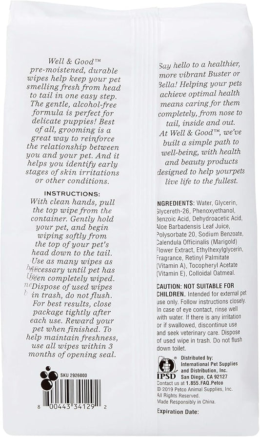 Petco Brand - Well & Good Gentle Puppy Grooming Wipes, Pack of 100, 100 CT