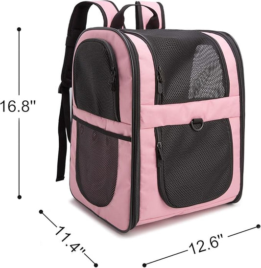 Apollo Walker Pet Carrier Backpack for Large/Small Cats and Dogs, Puppies, Safety Features and Cushion Back Support for Travel, Hiking, Outdoor Use (Pink)