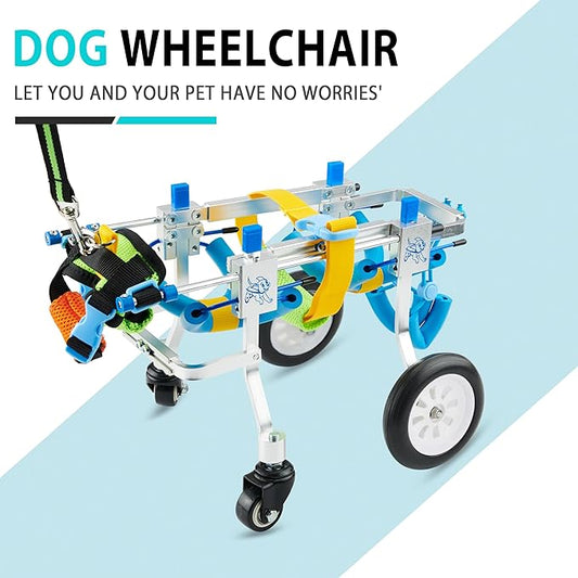 Adjustable 4-Wheel Dog Wheelchair| Pet Wheelchairs with Disabled Hind Legs Walking|Full Support Dog wheelchairs (7-Size) (XXS)
