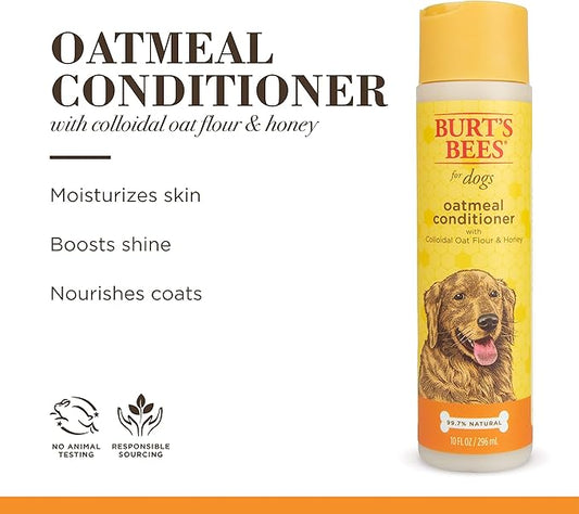 Burt's Bees for Pets Oatmeal Dog Conditioner with Colloidal Oat Flour and Honey, 95% Natural Origin Formulas, Gentle Dog Conditioner, Best Dog Conditioner for Itchy Dogs, 10 oz