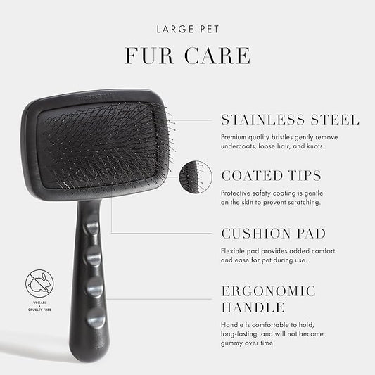 Tweezerman Dog and Cat Slicker Brush for Large Pets, Grooming Brush with Coated Bristles to Prevent Scratching and Ergonomic Handle