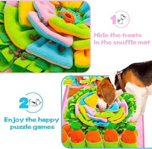 Pet Snuffle Mat for Dogs Sniff Mat Nosework Feeding Mat Slow Feeder Interactive Dog Puzzle Toys for Training and Stress Relief Encourages Natural Foraging Skills (31''x19''(Pink))