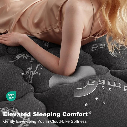 BEDLORE Queen Mattress Topper Viscose Derived from Bamboo, Thick Pillow Top Mattress Pad with Stretchable Pockets for 6-18 inches Mattress, Soft Mattress Topper for Back Pain Relief(Dark Gray)