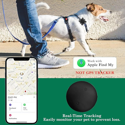 Smart Dog Tracker, Pet Location Tracker with Collar Holder for Dogs, Item Finder MFi Certified, Bluetooth Pet Tracker, No Monthly Fee, Works with iOS Find My (Black and White)