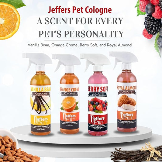 Jeffers Pet Cologne for Dogs, Cats, Rabbits & Ferrets, Vanila Bean 16oz – Soap-Free, Conditioner for Silky Coats, Safe & Fresh Fragrance, Deodorizing Spray for Pets, Grooming Essentials
