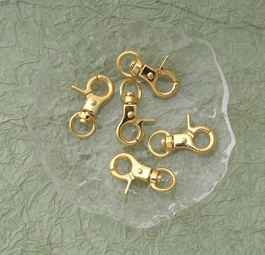 5 Pcs Dog Tag Clips with 5 Pcs 3/4 Inch Keychain 5 Pcs 1 Inch Keychain MultiPurpose Metal Dog Tag Rings for Pet Kitten Cat Collars ID Holder Harnesses (Gold)