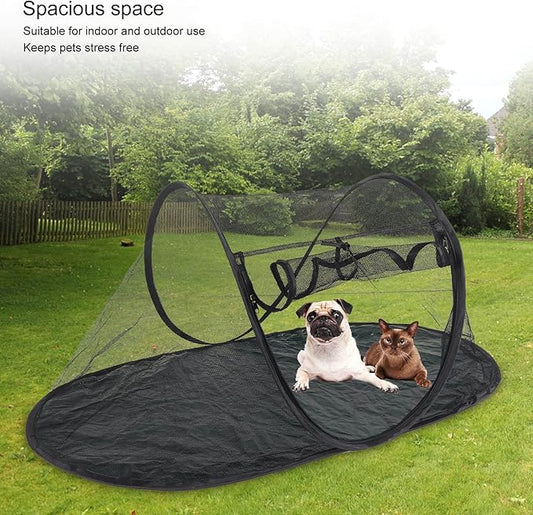 Asixxsix Pet Playpen, Outdoor Foldable Portable Cat Tent Spacious Space Pet Enclosure Tent with Storage Bag for Cats Dogs in Deck, Patio, Camping, Travel, Breathable Mesh Designe