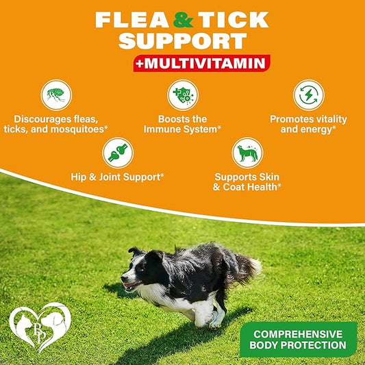 Flea and Tick Prevention Chewable Pills for Dogs - Revolution Oral Flea Treatment for Pets & Complex Multivitamin -Natural Pest Control & Defense Chews - Small Tablets Made in USA (10 Oz)