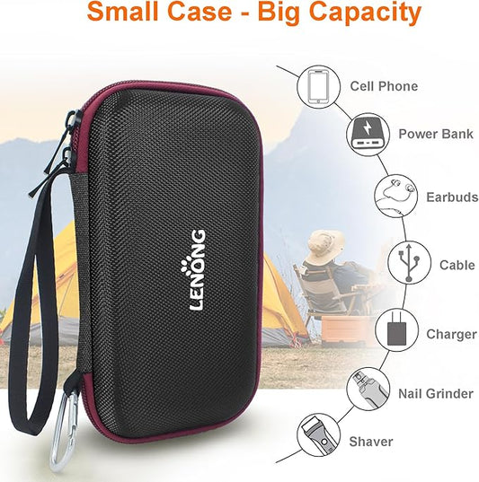 LENONG Small Hard Case Portable Protection Accessories Bag for Nail Grinders, Shaver, Cell Phone, Earphone, Power Bank, Charger, Cable, Key - Mesh Inner Pocket Universal Carrying Bag