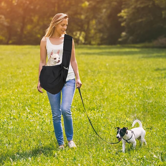 Dog Cat Sling Pouch Carrier Bag, Adjustable Strap Comfortable Safe Portable Hands Free Pet Outdoor Travel Bag, Fit Small & Medium Puppy Dog Cat