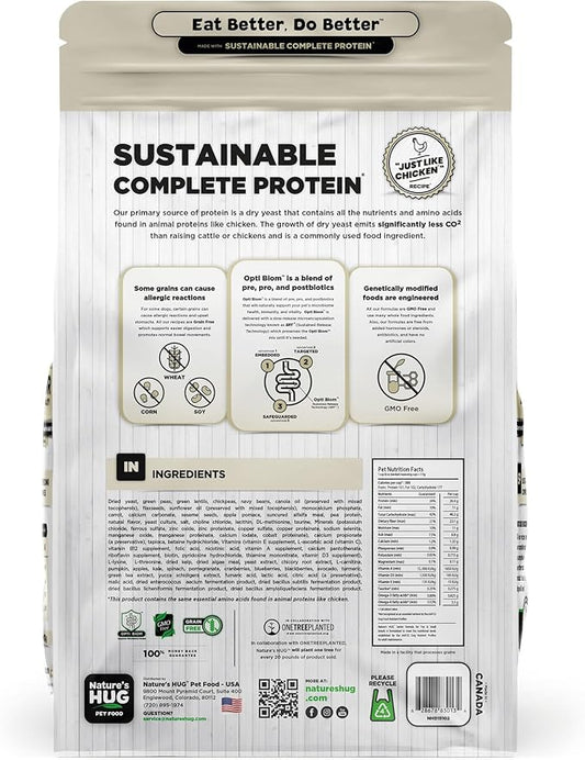 Nature's HUG Dry Dog Food, Senior-Toy & Small Breeds, 5 lb. Bag, Chicken Flavor Plant-Based Protein Vegetarian Kibble, Grain-Free, Allergen-Free, Complete Protein & Balanced Nutrition