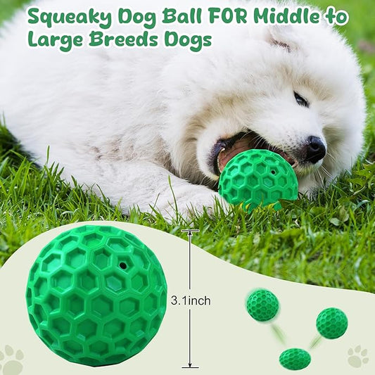 Tough Dog Chew Toys for Aggressive Chewers, Indestructible Dog Balls for Aggressive Chewers, Squeaky Balls for Dogs, Squeaky Dog Toys for Large Dogs,Funny Dog Squeaky Ball Heavy Duty Dog Toy