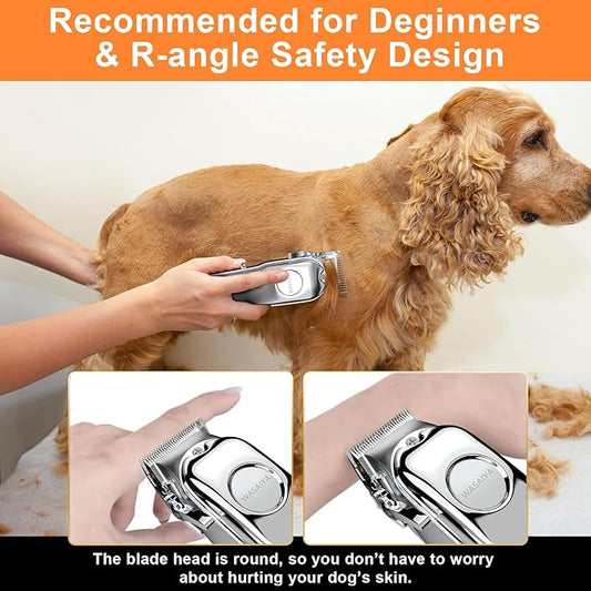 Dog Clippers for Grooming, Professional Dog Grooming Clippers, Heavy Thick Hair&Coats, Low Noise, Cordless, LED Display, Small & Large Dogs Cats, Pets and Animals