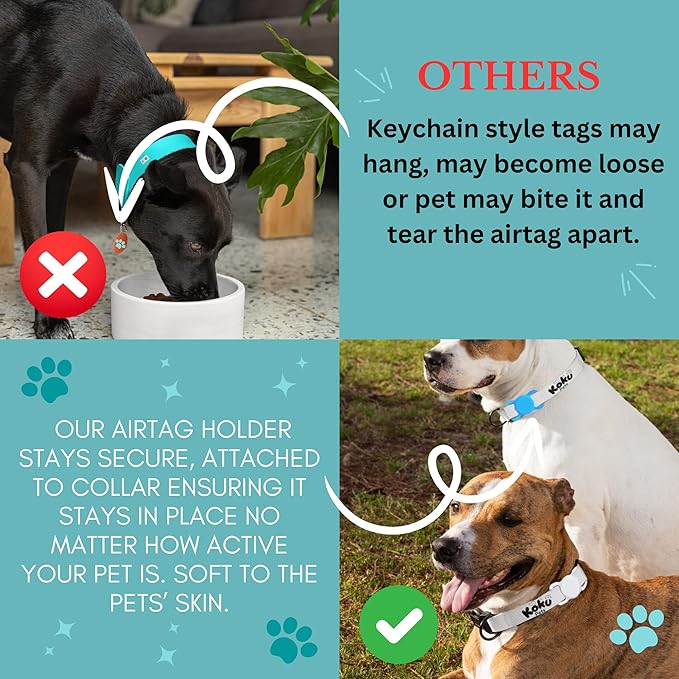 Dog Air Tag Holder (3-Pack) | Apple Air Tag GPS Tracker for Dogs | Airtag Dog Collar Holder | Airtag Holder for Dog Collar | Air Tag Holders | Black, White & Red