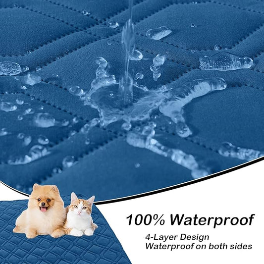 hyha Waterproof Dog Bed Blanket, Soft Dog Bed Cover Pet Blankets, Washable Couch Sofa Cover for Dogs, Reversible Pet Sofa Covers for Furniture (30x70 Inch, Navy Blue/Blue)