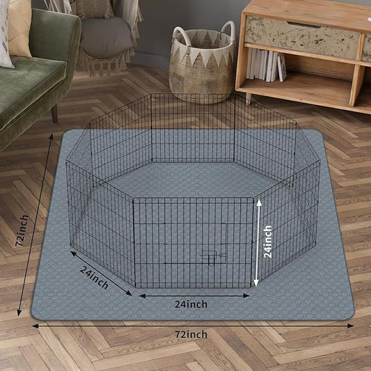 PJYuCien Dog Playpen & Pee Pad - 8-Panels 24" H Metal Foldable Dog Exercise Playpen with 72" x 72" Extra Large Non-Slip Washable Dog Pee Pad, Indoor Outdoor for Small Medium Pets