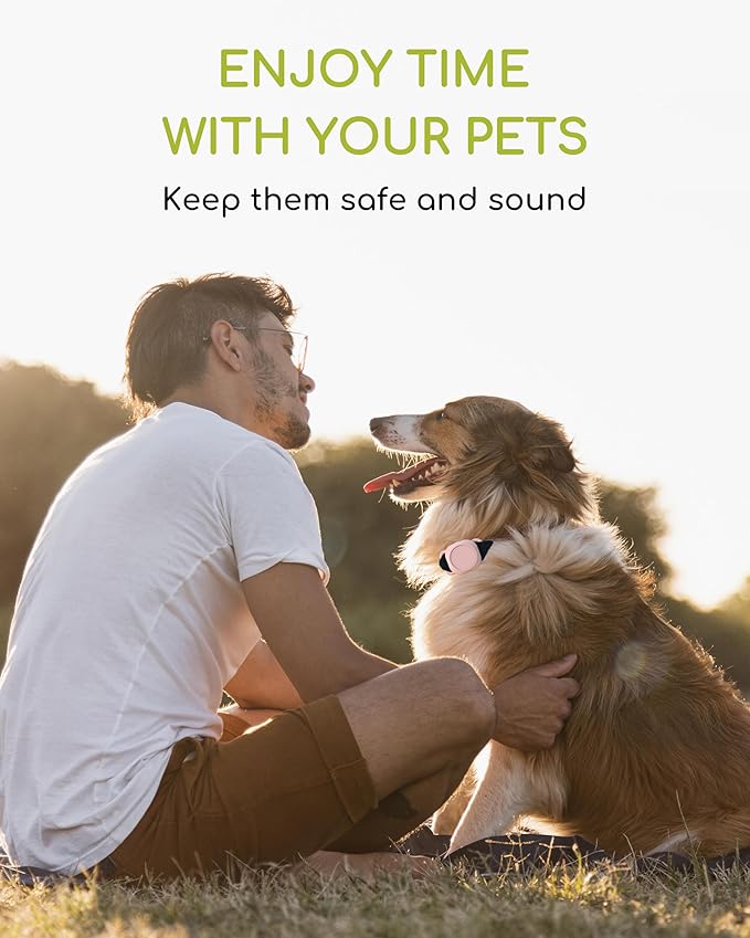 Dog Tracker, Smart Dog Collar with Real-time Pet Location, Cat Tracker Collar (iOS Only), No Monthly Fee & Long Battery Life, Works with Find My, Ideal for Dog/Cat (Pink)