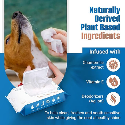 Dog Wipes for Paws and Butt - 600count/6packs Pet Wipes for Dogs and Cats, Puppy Wipes - Dog Grooming Wipes Cleaning Deodorizing - Fragrance Free Dog Face Wipes