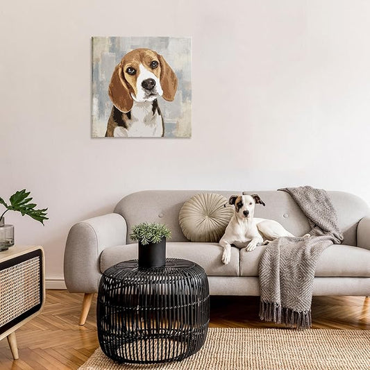Stupell Industries Dog Beagle Patiently Waiting Abstract Backdrop Pet Collage, Design by Keri Rodgers